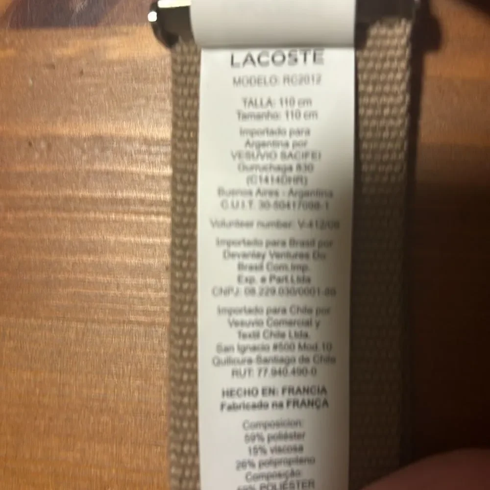Lacoste L.12.12 Concept French Made Belt Men in Beige Size 43”